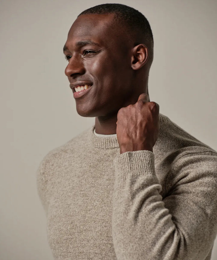 Profuomo Wool Blend Trui – Beige-80% wol, 20% polyamide-HEREN TRUIEN & VESTEN-Beige