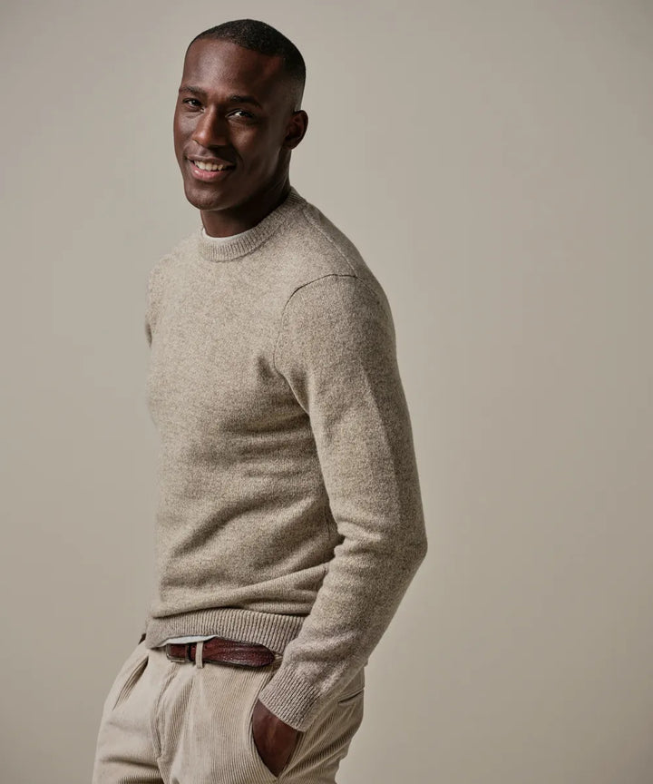 Profuomo Wool Blend Trui – Beige-80% wol, 20% polyamide-HEREN TRUIEN & VESTEN-Beige