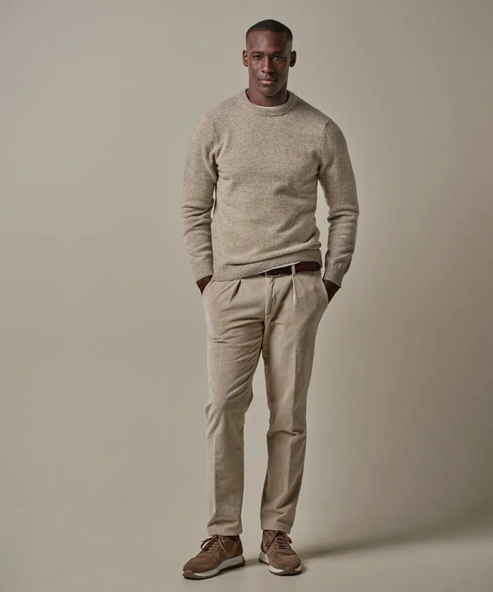 Profuomo Wool Blend Trui – Beige-80% wol, 20% polyamide-HEREN TRUIEN & VESTEN-Beige