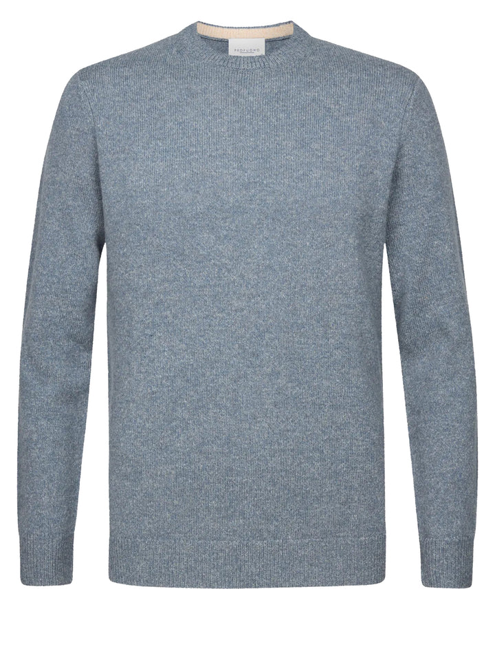 Profuomo Wool Blend Trui – Blauw-80% wol, 20% polyamide-HEREN TRUIEN & VESTEN-Blauw