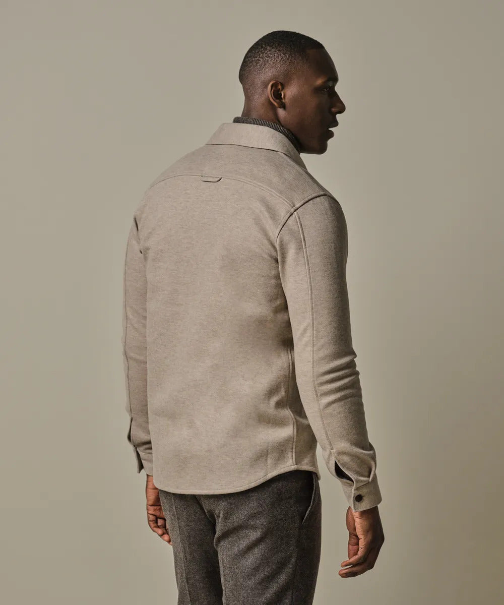 Profuomo Wool Knitted Overshirt – Beige-47% ployester, 20% wool, 16% polyamide. 13% cotton-HEREN SHIRTS-Beige