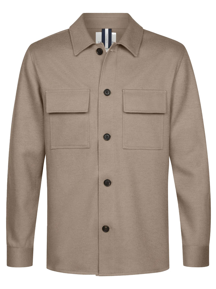 Profuomo Wool Knitted Overshirt – Beige-47% ployester, 20% wool, 16% polyamide. 13% cotton-HEREN SHIRTS-Beige