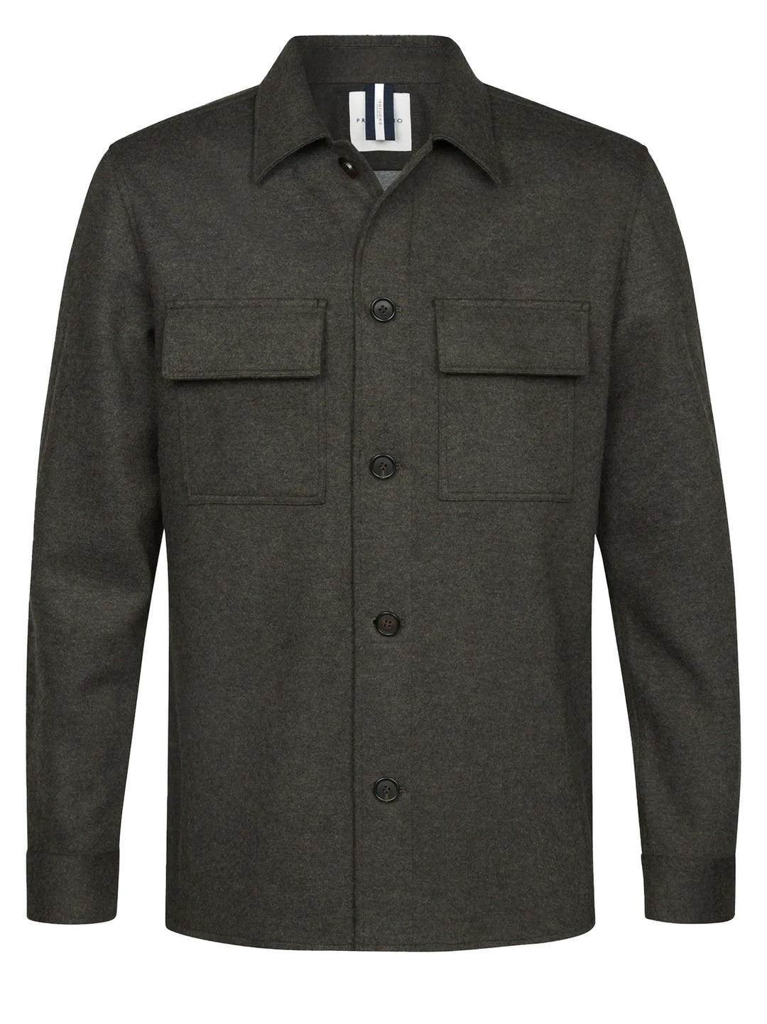 Profuomo Wool Knitted Overshirt – Bruin-47% ployester, 20% wool, 16% polyamide. 13% cotton-HEREN SHIRTS-Bruin