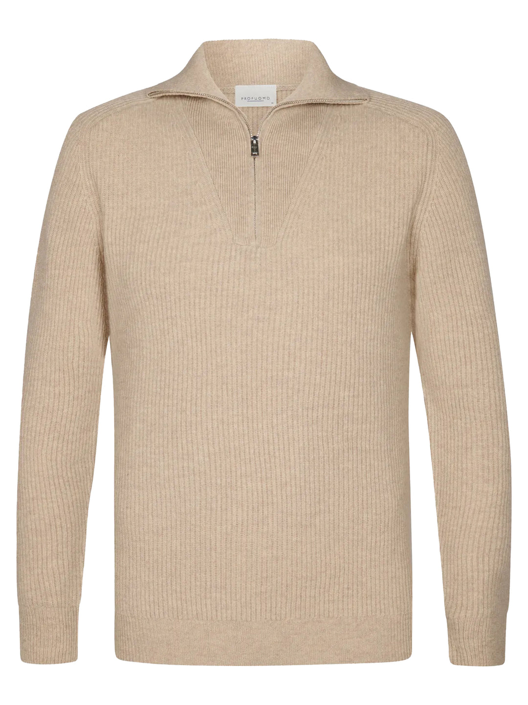Profuomo Zip Trui – Beige-100% wol-HEREN TRUIEN & VESTEN-Beige