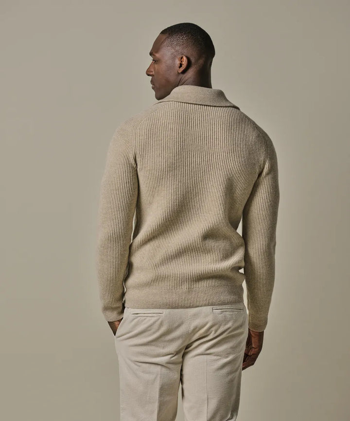 Profuomo Zip Trui – Beige-100% wol-HEREN TRUIEN & VESTEN-Beige