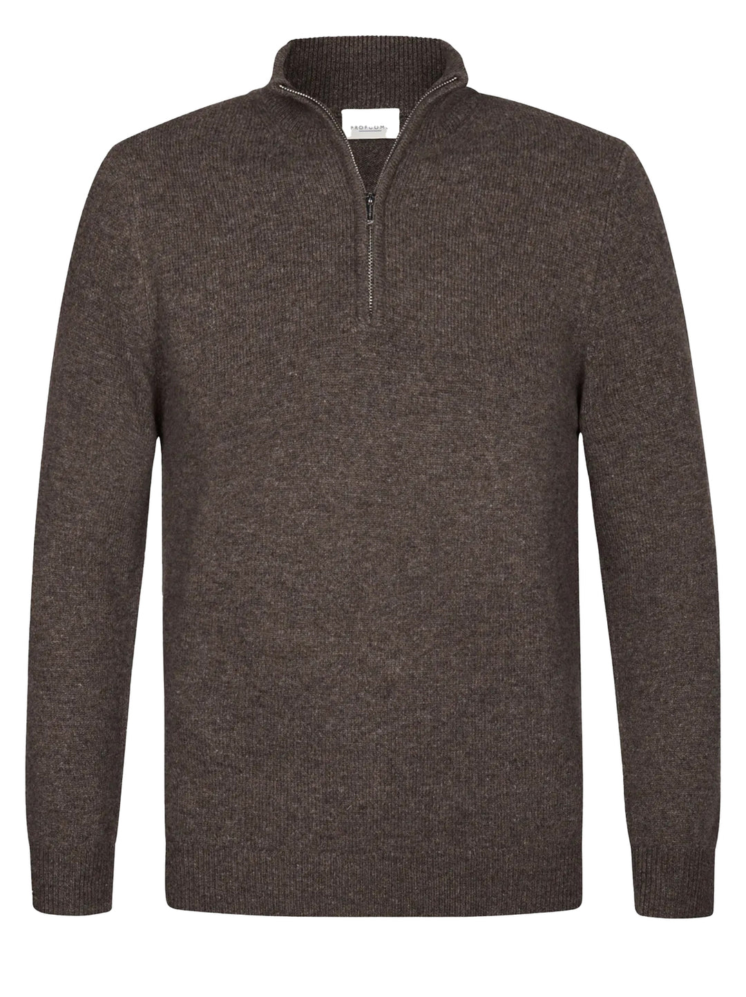 Profuomo Zip Trui – Bruin-80% wol, 20% polyamide-HEREN TRUIEN & VESTEN-Bruin