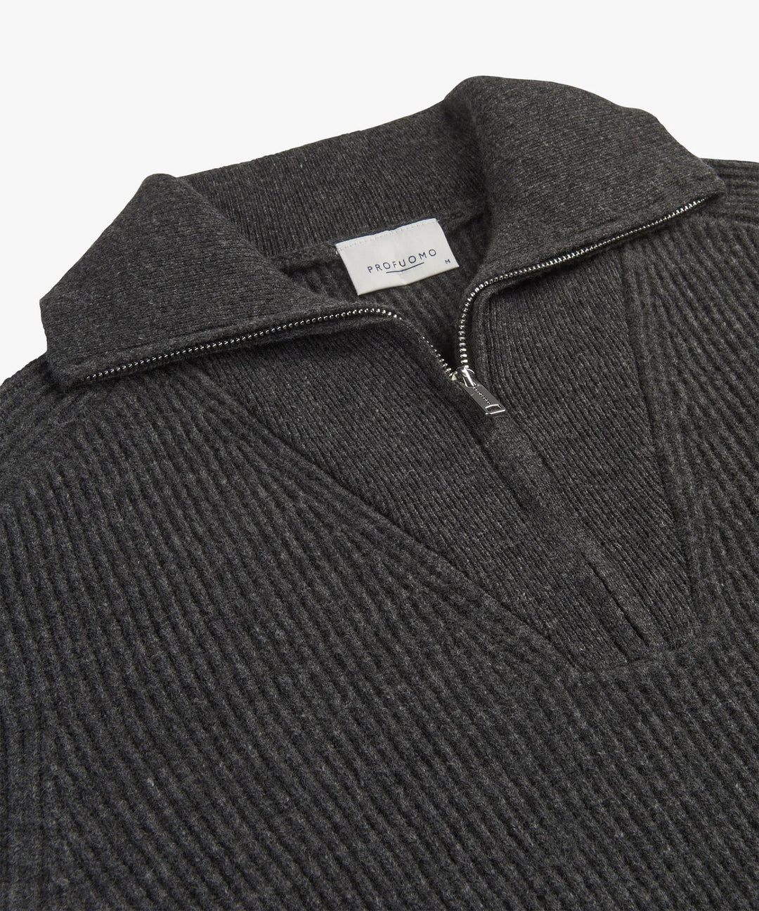Profuomo Zip Trui – Grijs-100% wol-HEREN TRUIEN & VESTEN-Grijs