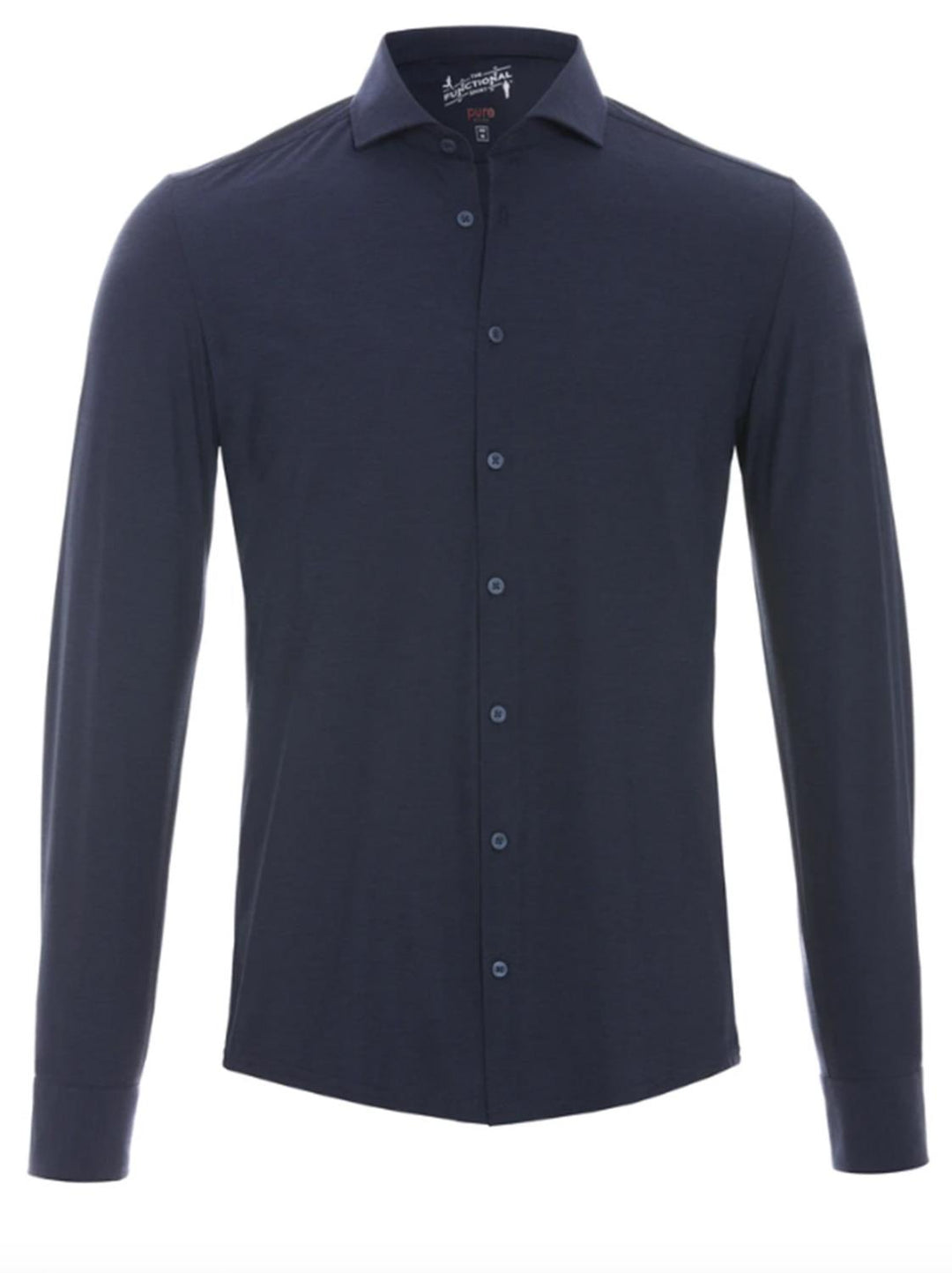 Pure H.tico slim fit overhemd-86% polyamide, 14% elasthaan-HEREN SHIRTS-Blauw