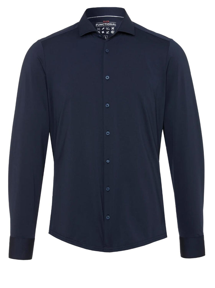 Pure H.tico slim fit overhemd-87% polyamide, 13% elasthaan-HEREN SHIRTS-Blauw