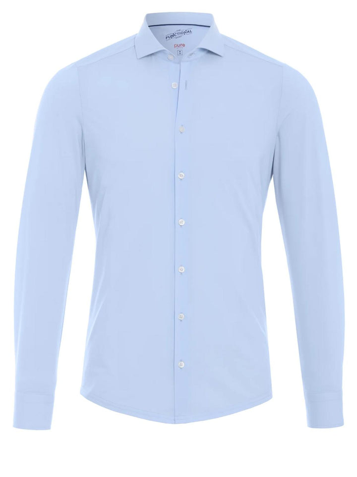 Pure H.tico slim fit overhemd-87% polyamide, 13% elasthaan-HEREN SHIRTS-Blauw