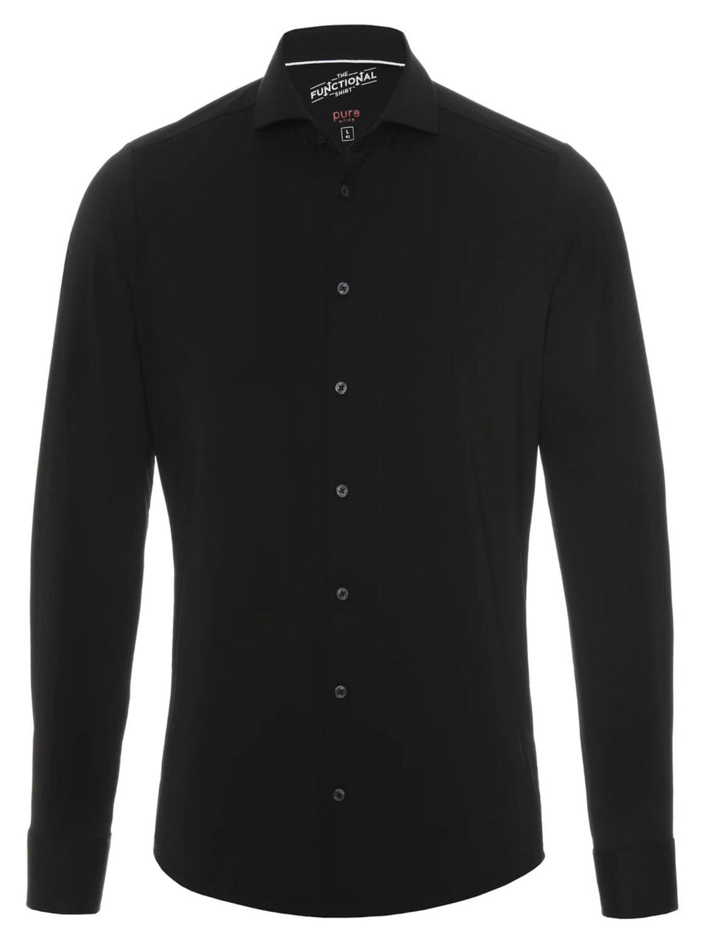 Pure H.tico slim fit overhemd-87% polyamide, 13% elasthaan-HEREN SHIRTS-Zwart