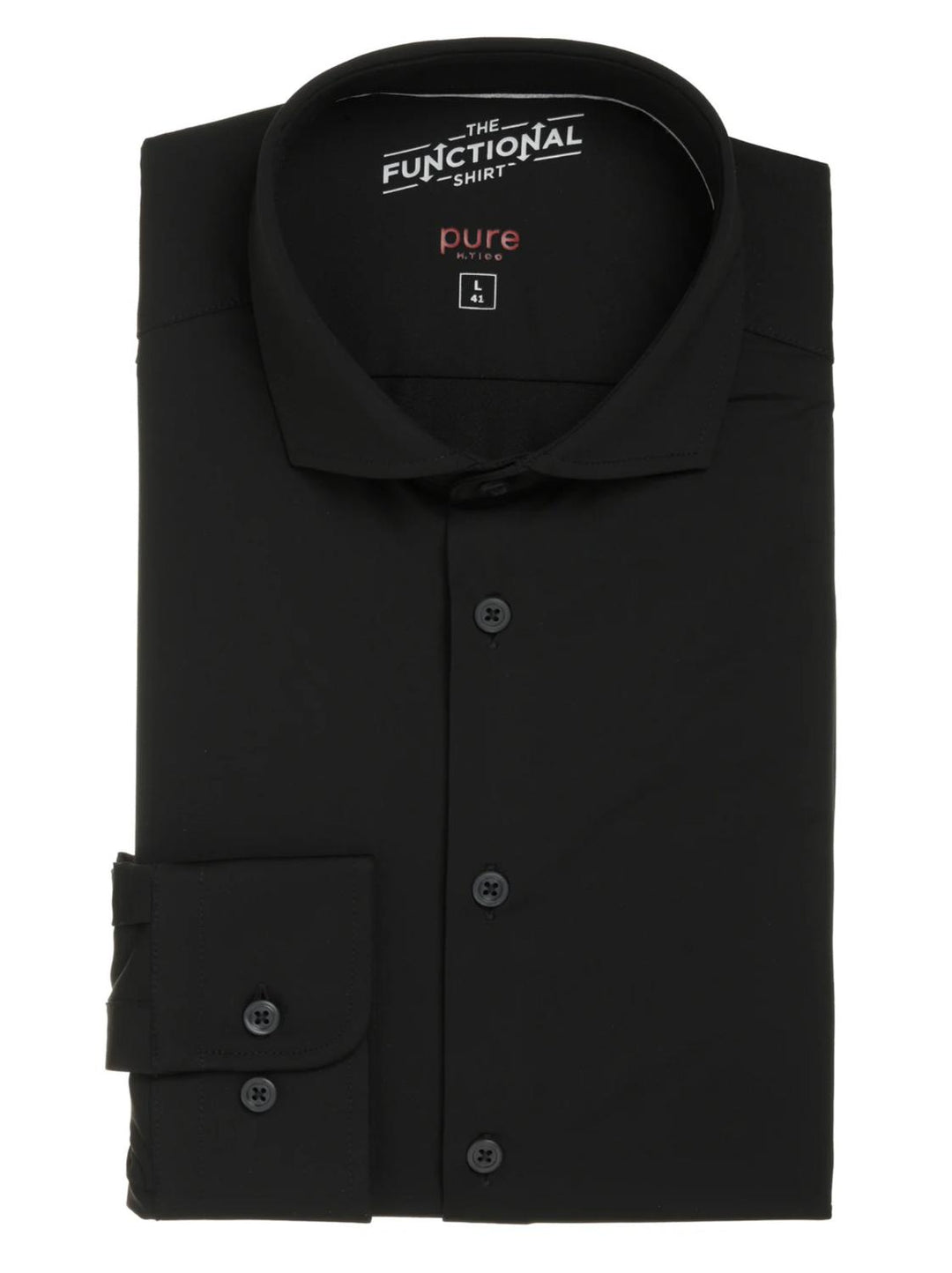 Pure H.tico slim fit overhemd-87% polyamide, 13% elasthaan-HEREN SHIRTS-Zwart