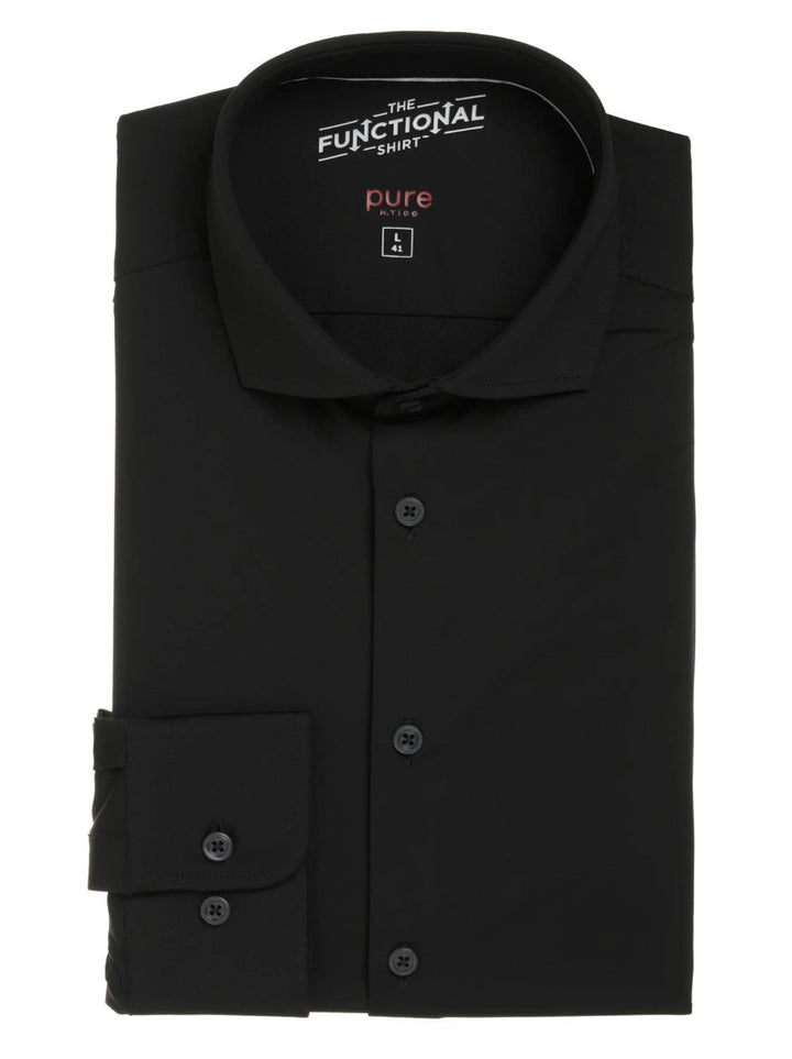Pure H.tico slim fit overhemd-87% polyamide, 13% elasthaan-HEREN SHIRTS-Zwart