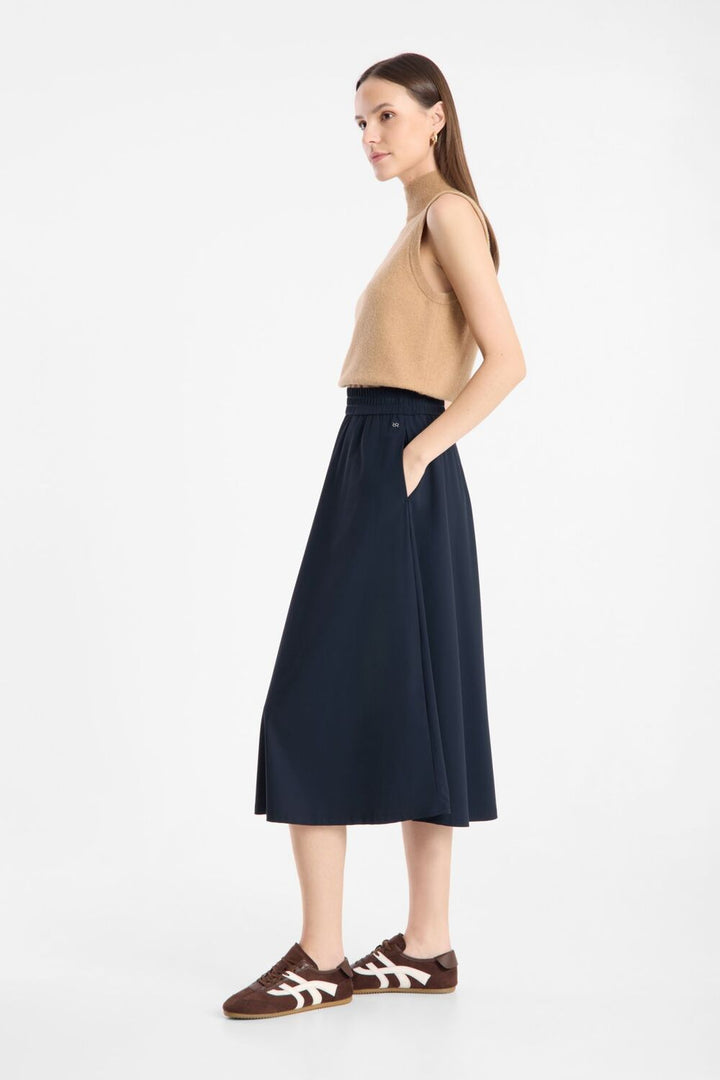 Raffaello Rossi Smea Lange rok – Blauw-75% polyamide, 25% elastaan-DAMES ROKKEN-Blauw