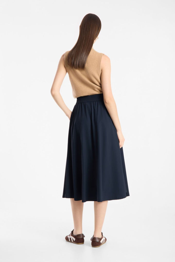 Raffaello Rossi Smea Lange rok – Blauw-75% polyamide, 25% elastaan-DAMES ROKKEN-Blauw