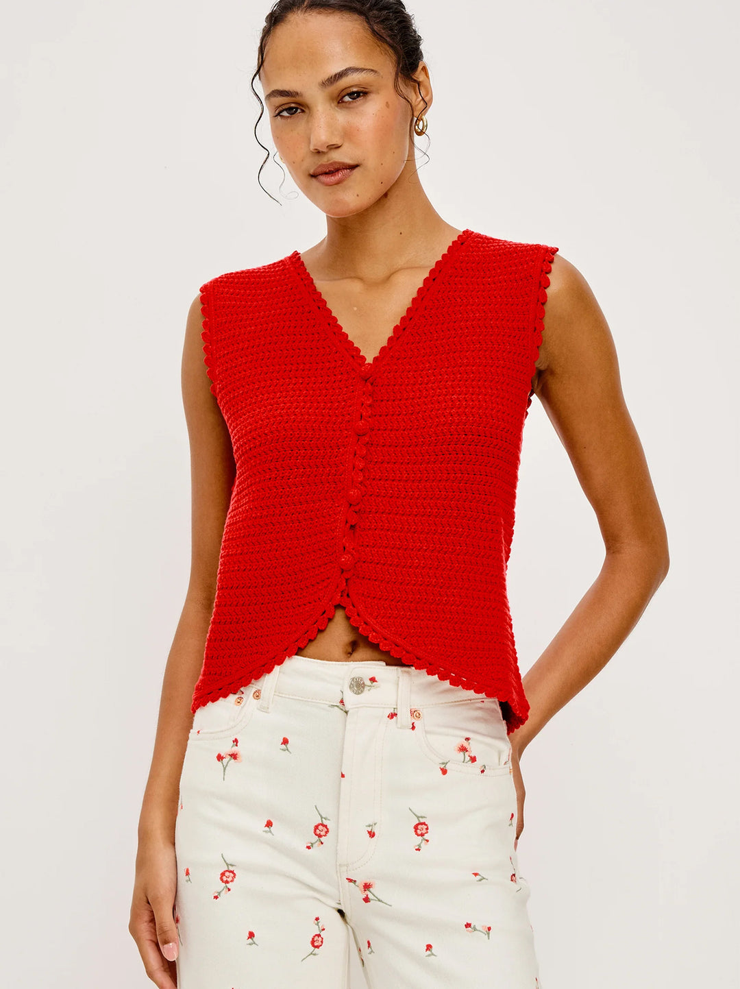 Rails Calypso Mouwloze Trui – Rood-100% katoen-DAMES TRUIEN & VESTEN-Rood