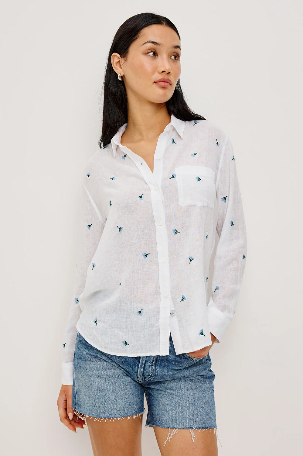 Rails Charli Blouse – Wit-55% linnen, 43% rayon, 2% katoen-DAMES TOPS & BLOUSES-Wit