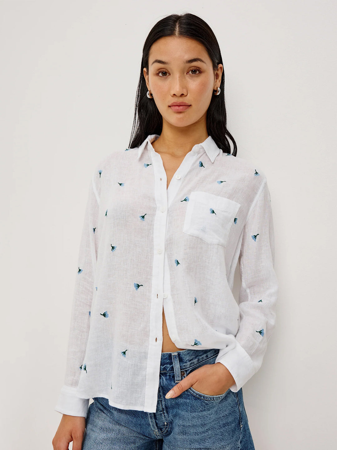 Rails Charli Blouse – Wit-55% linnen, 43% rayon, 2% katoen-DAMES TOPS & BLOUSES-Wit