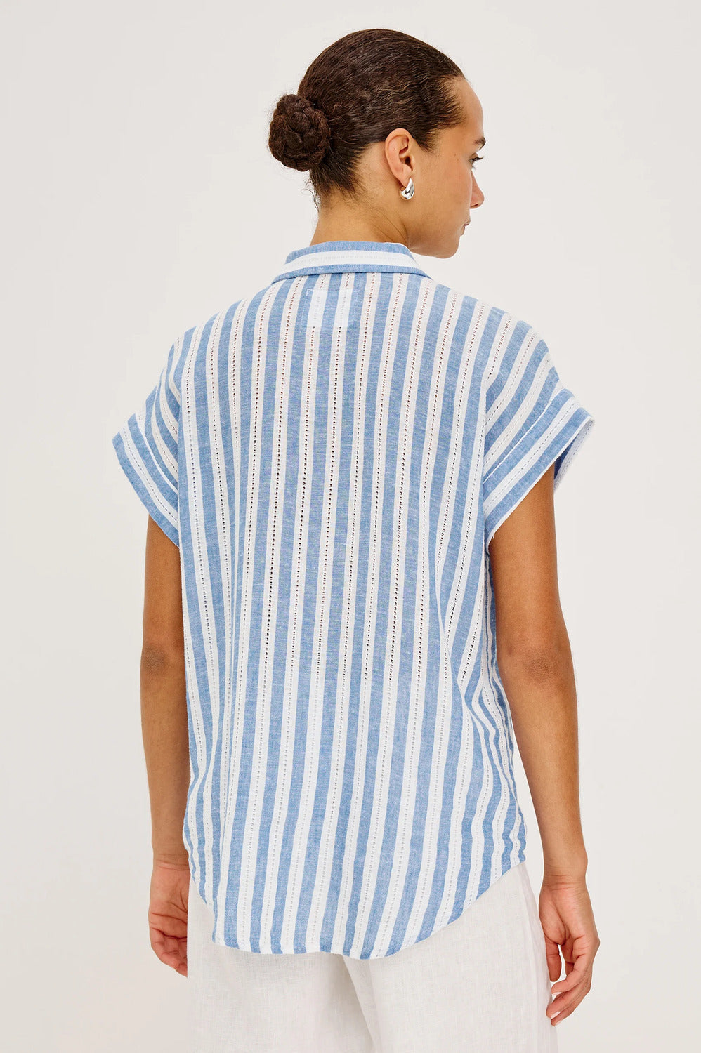 Rails Cito Blouse – Blauw-55% linnen, 43% rayon, 2% katoen-DAMES TOPS & BLOUSES-Blauw