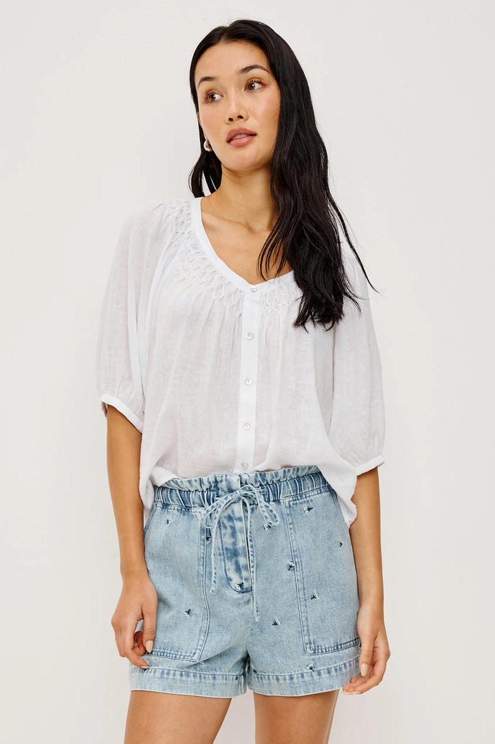 Rails Foster Short – Blauw-55% katoen, 45% lyocell-DAMES BROEKEN-Blauw