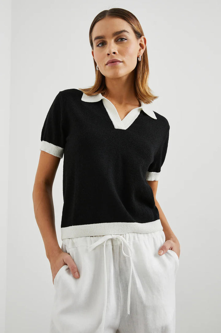 Rails polo ARYA-50% Katoen | 50% Gerecycled polyester.-DAMES TOPS & BLOUSES-Zwart