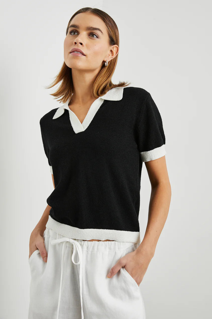 Rails polo ARYA-50% Katoen | 50% Gerecycled polyester.-DAMES TOPS & BLOUSES-Zwart