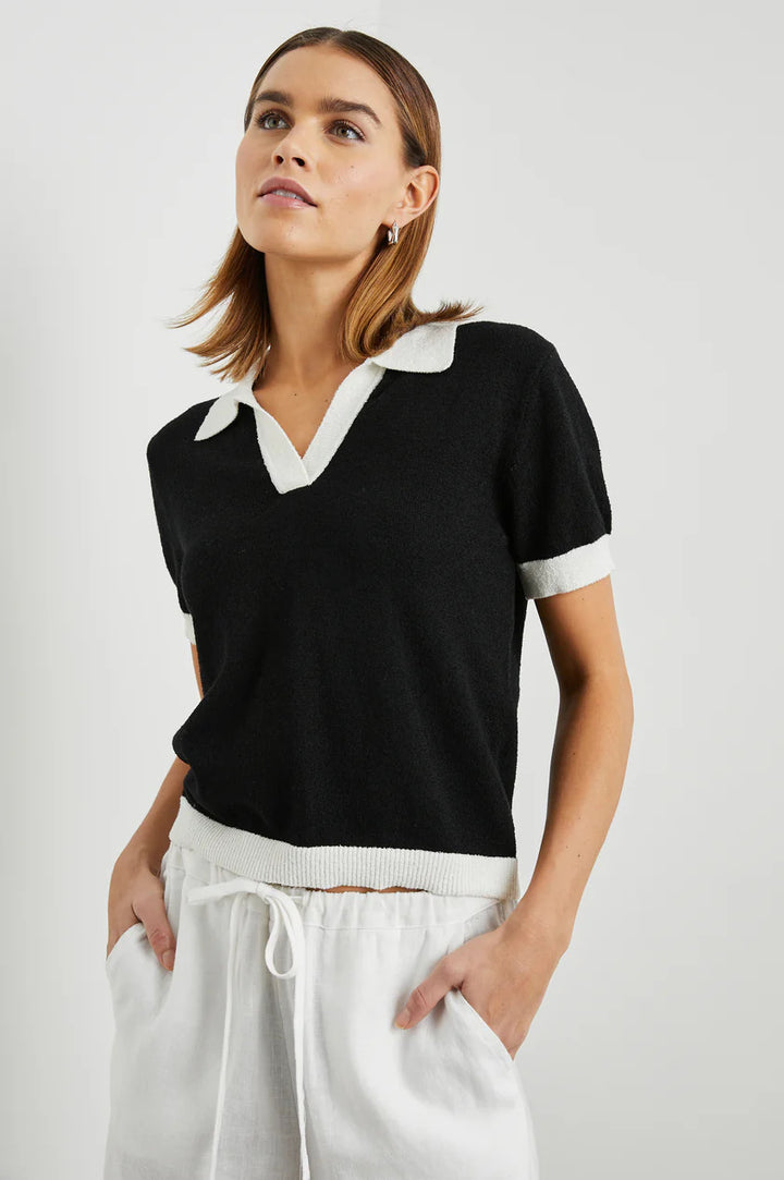 Rails polo ARYA-50% Katoen | 50% Gerecycled polyester.-DAMES TOPS & BLOUSES-Zwart