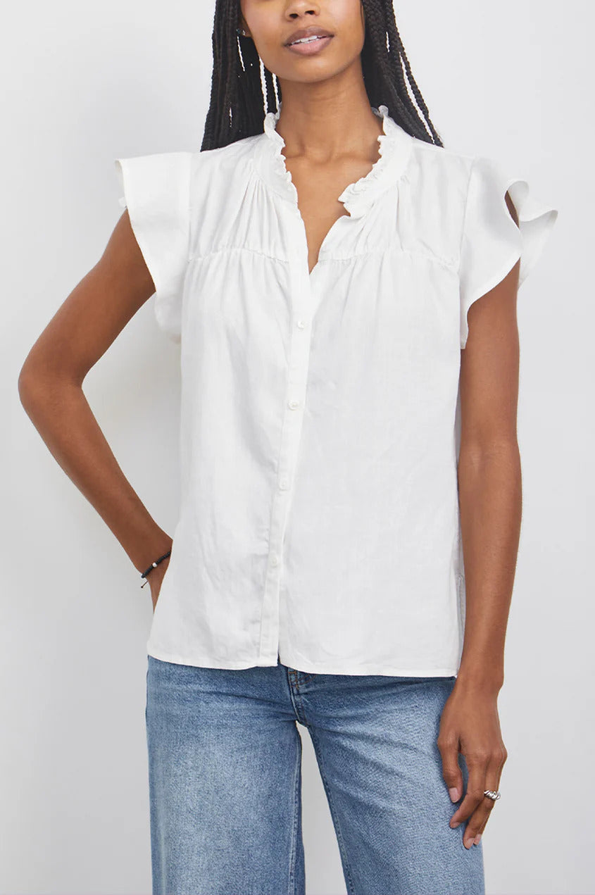 Rails Ruthie Top – Wit-70% tencel, 15% linnen, 15% ramie-DAMES TOPS & BLOUSES-Wit