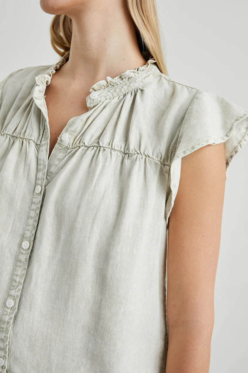 Rails Ruthie Top – Zachtgrijs-70% tencel, 15% linnen, 15% ramie-DAMES TOPS & BLOUSES-Groen