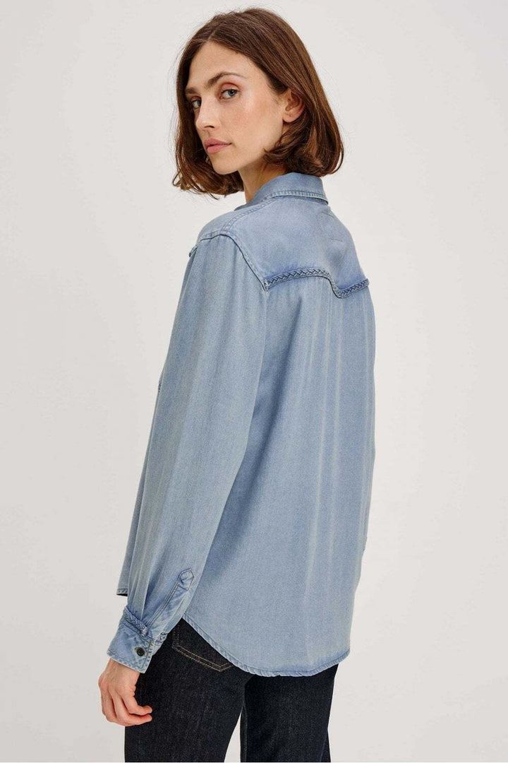 Rails Stasi Blouse Lange Mouw – Blauw-100% lyocell-DAMES TOPS & BLOUSES-Blauw