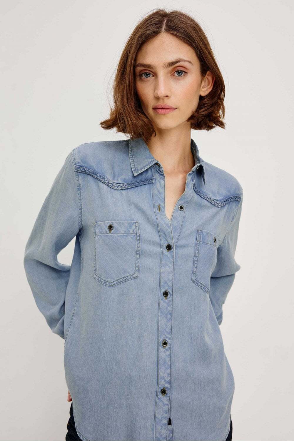 Rails Stasi Blouse Lange Mouw – Blauw-100% lyocell-DAMES TOPS & BLOUSES-Blauw