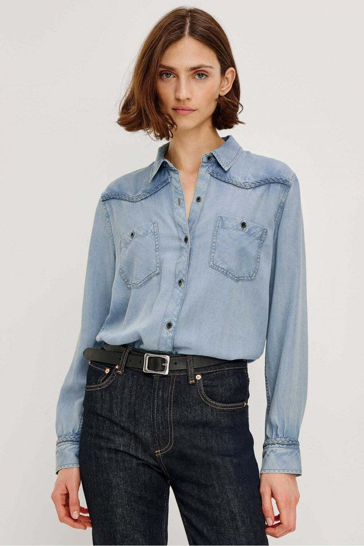 Rails Stasi Blouse Lange Mouw – Blauw-100% lyocell-DAMES TOPS & BLOUSES-Blauw