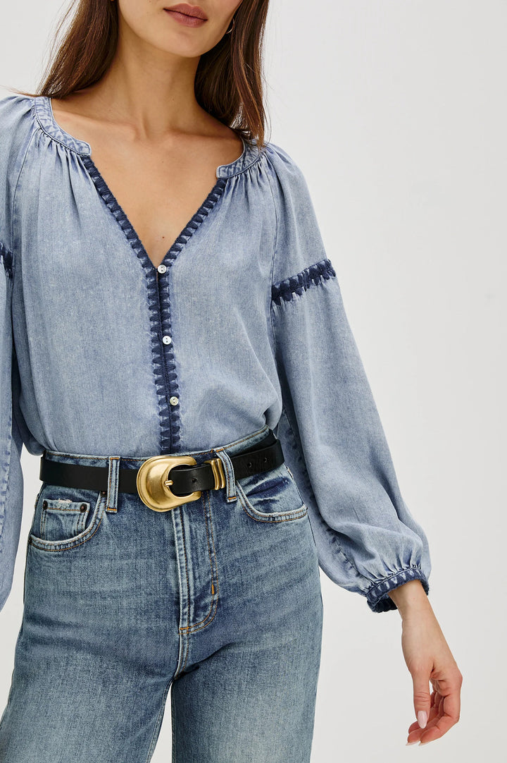 Rails Toshi Blouse – Indigo-100% lyocell-DAMES TOPS & BLOUSES-Blauw