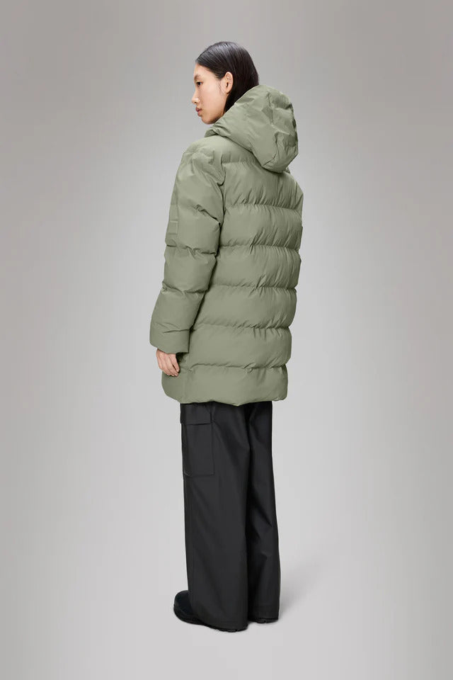 Rains Alta Long Puffer Cargo – Groen-100% polyester-HEREN JASSEN & JACKS-Groen