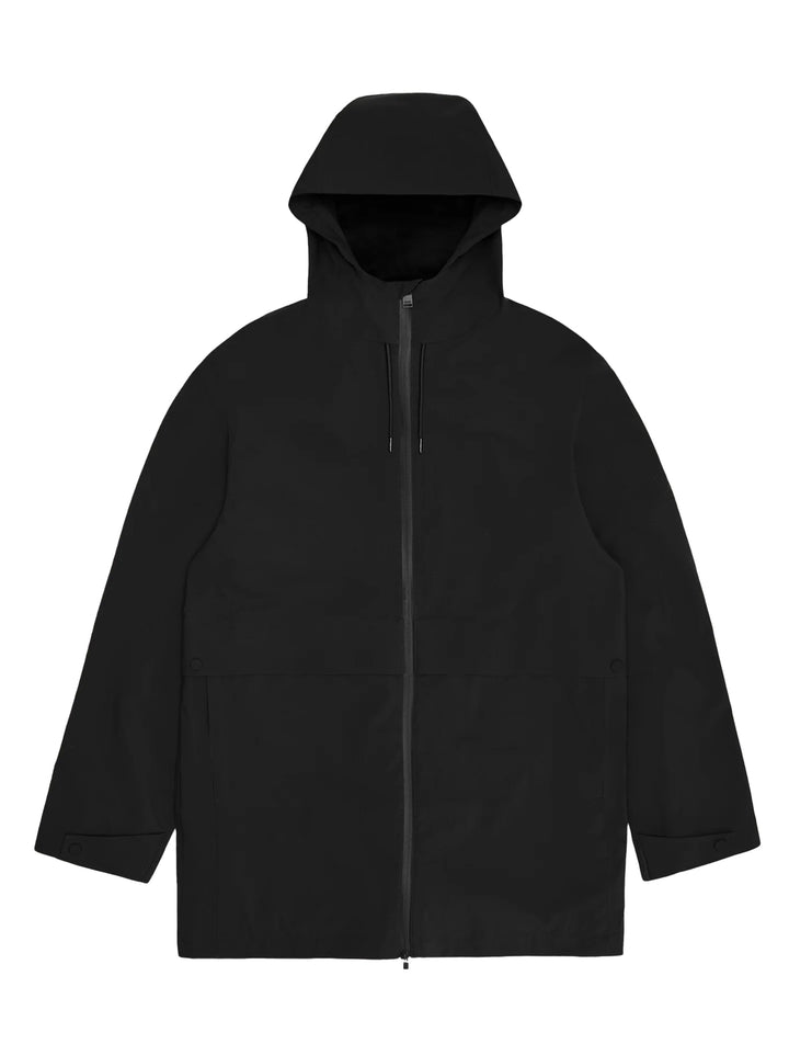 RAINS Suva hardshell long jacket – Zwart-100% polyester-HEREN JASSEN & JACKS-Zwart