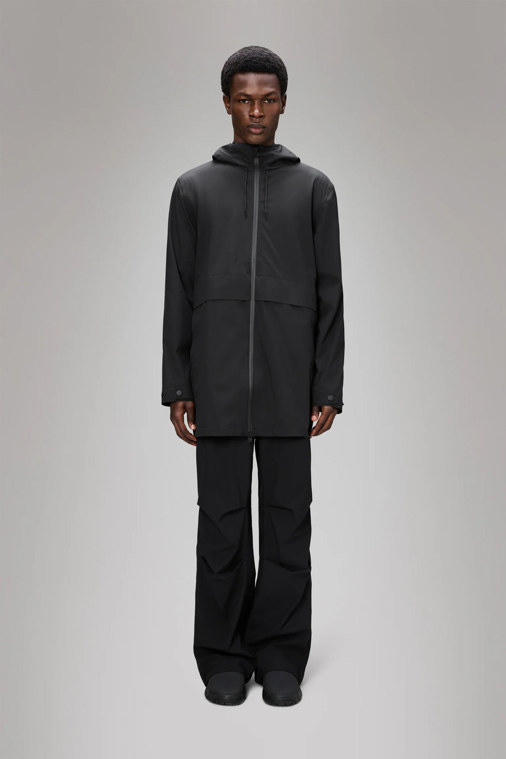 RAINS Suva hardshell long jacket – Zwart-100% polyester-HEREN JASSEN & JACKS-Zwart