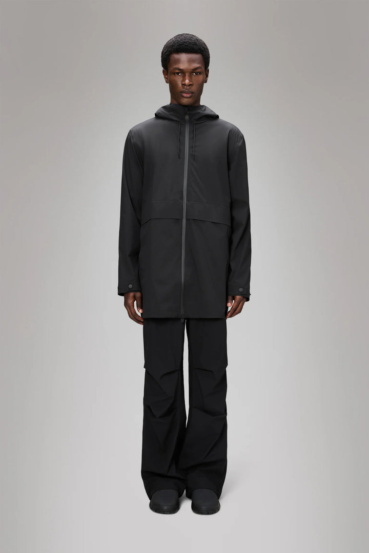RAINS Suva hardshell long jacket – Zwart-100% polyester-HEREN JASSEN & JACKS-Zwart