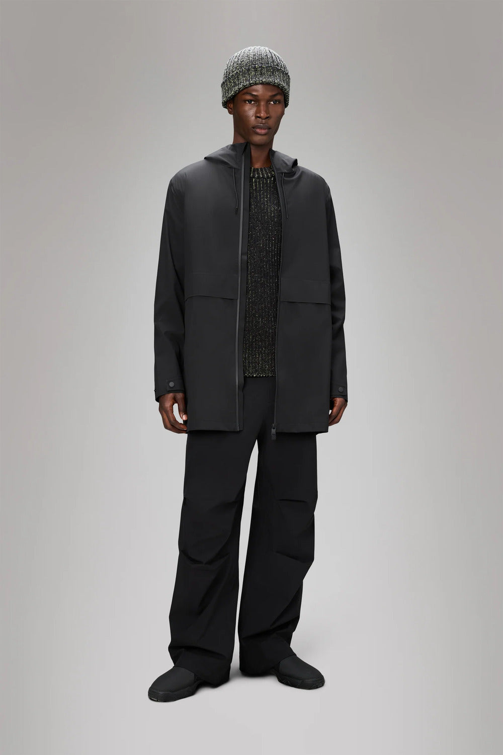 RAINS Suva hardshell long jacket – Zwart-100% polyester-HEREN JASSEN & JACKS-Zwart