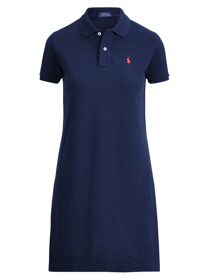 Ralph Lauren Cotton Mesh Polo Dress – Blauw-100% katoen-DAMES JURKEN-Blauw