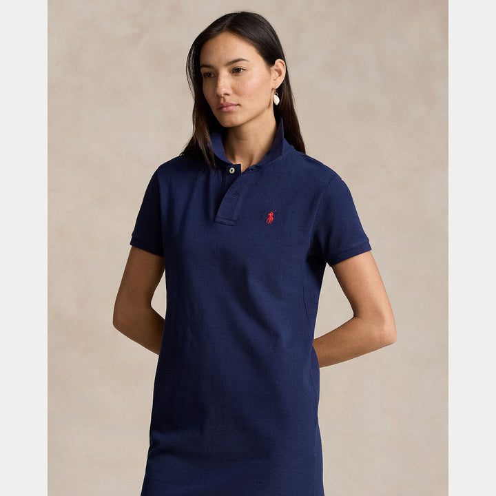 Ralph Lauren Cotton Mesh Polo Dress – Blauw-100% katoen-DAMES JURKEN-Blauw