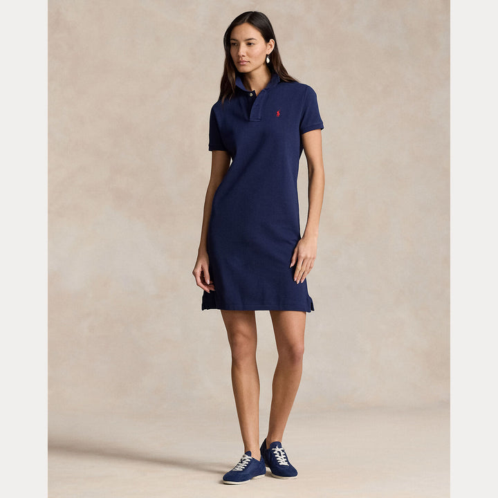 Ralph Lauren Cotton Mesh Polo Dress – Blauw-100% katoen-DAMES JURKEN-Blauw