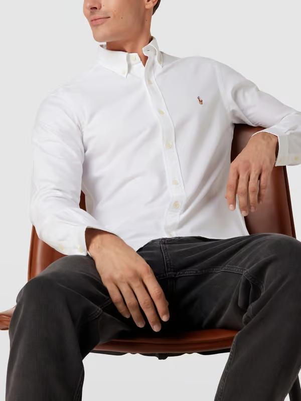 Ralph Lauren Oxford custom fit-100% katoen-HEREN SHIRTS-Wit
