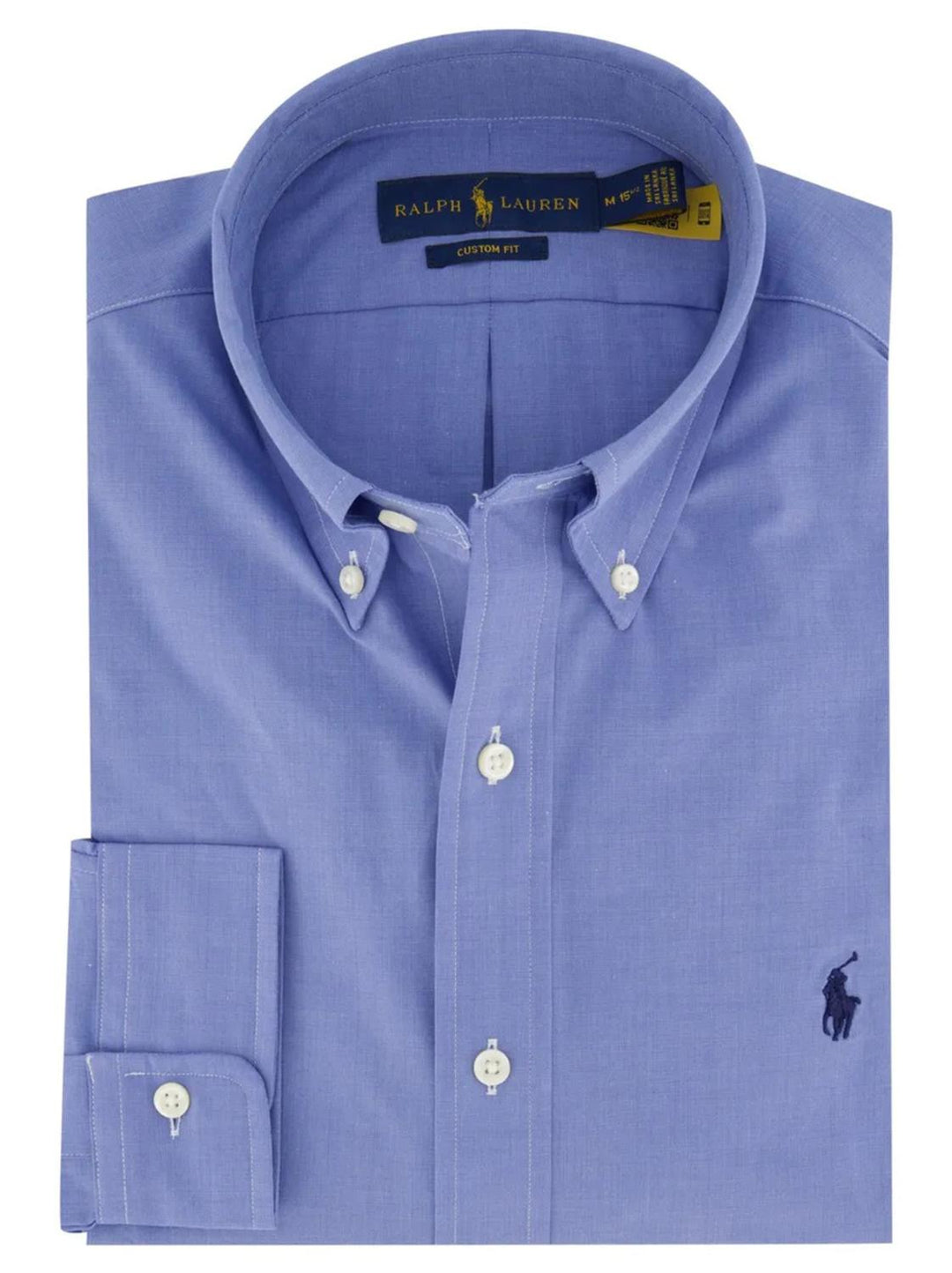 Ralph Lauren Stretch Custom F-91% katoen, 9% elasthaan-HEREN SHIRTS-Blauw