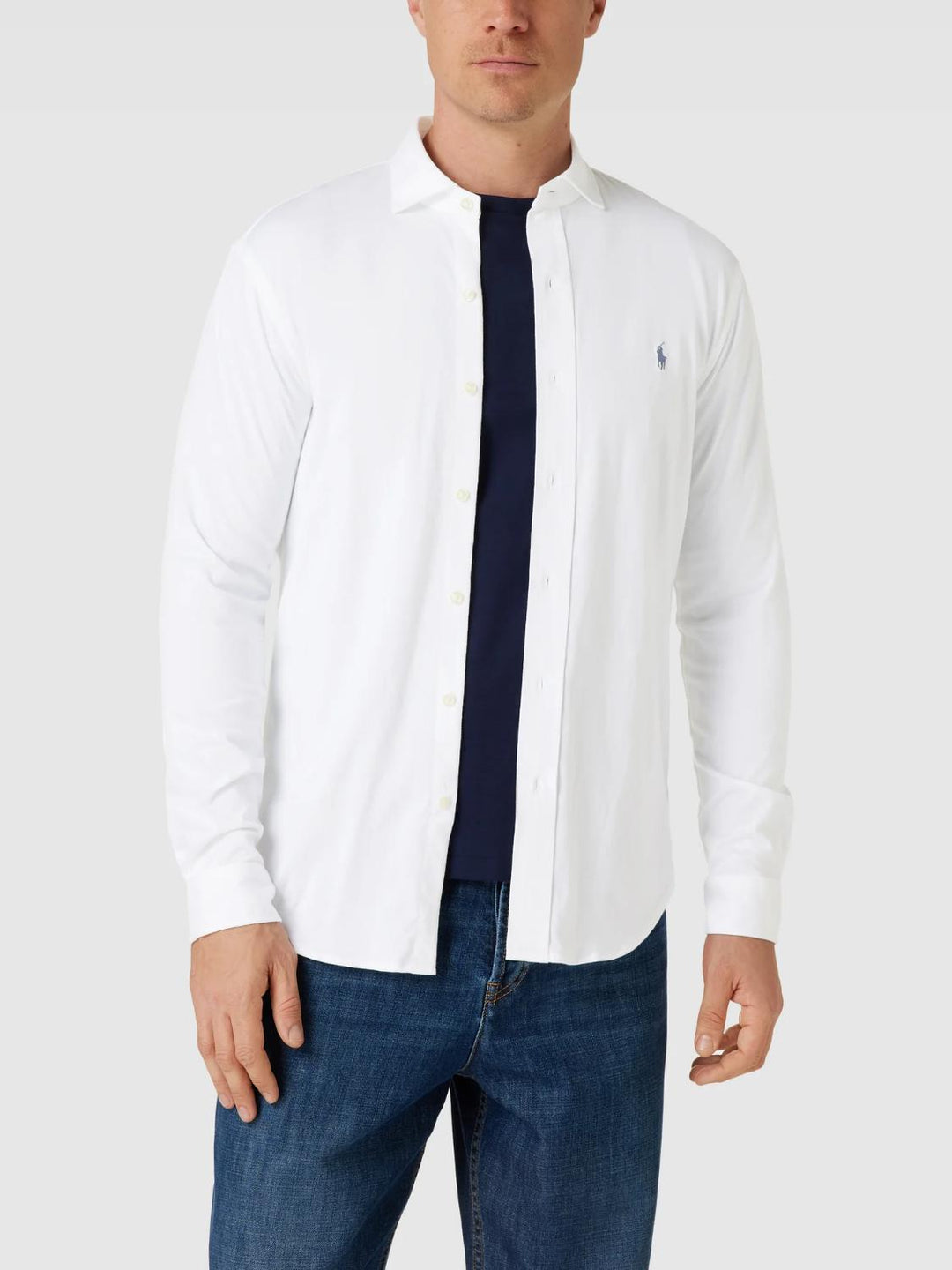 Ralph Lauren Stretch Poplin CF-91% katoen, 9% elasthaan-HEREN SHIRTS-Wit