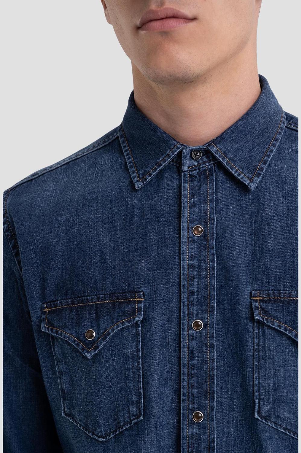 Replay aged eco denim shirt-100% katoen-HEREN SHIRTS-Blauw