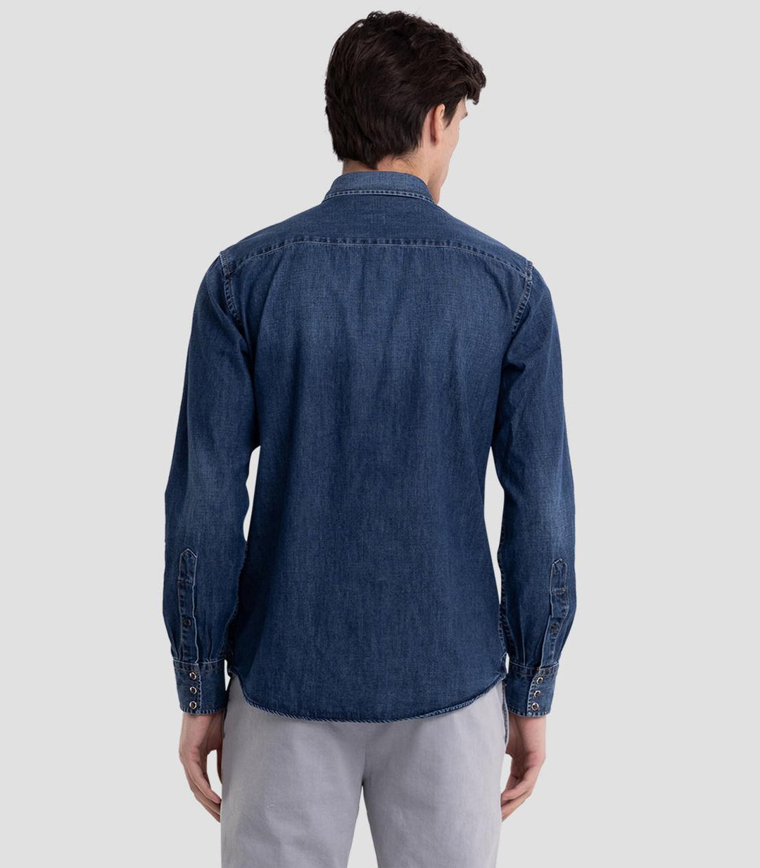 Replay aged eco denim shirt-100% katoen-HEREN SHIRTS-Blauw