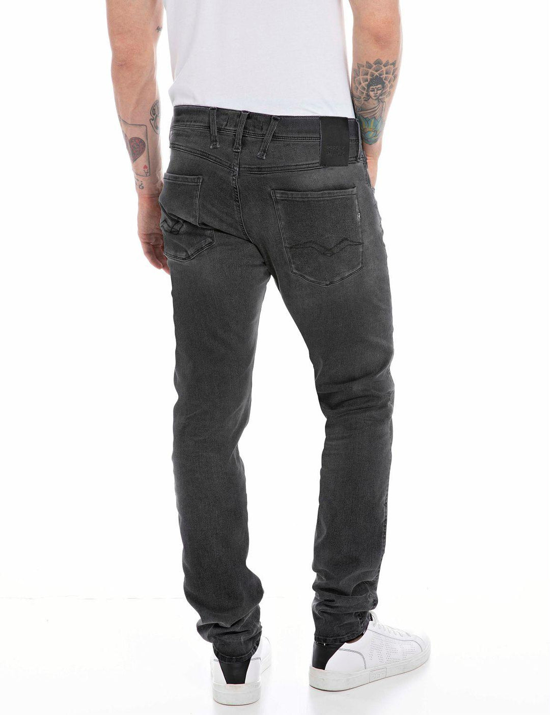 Replay ANBASS slim fit jeans-88% katoen, 8% polyester, 4% elasthaan-HEREN BROEKEN-Grijs