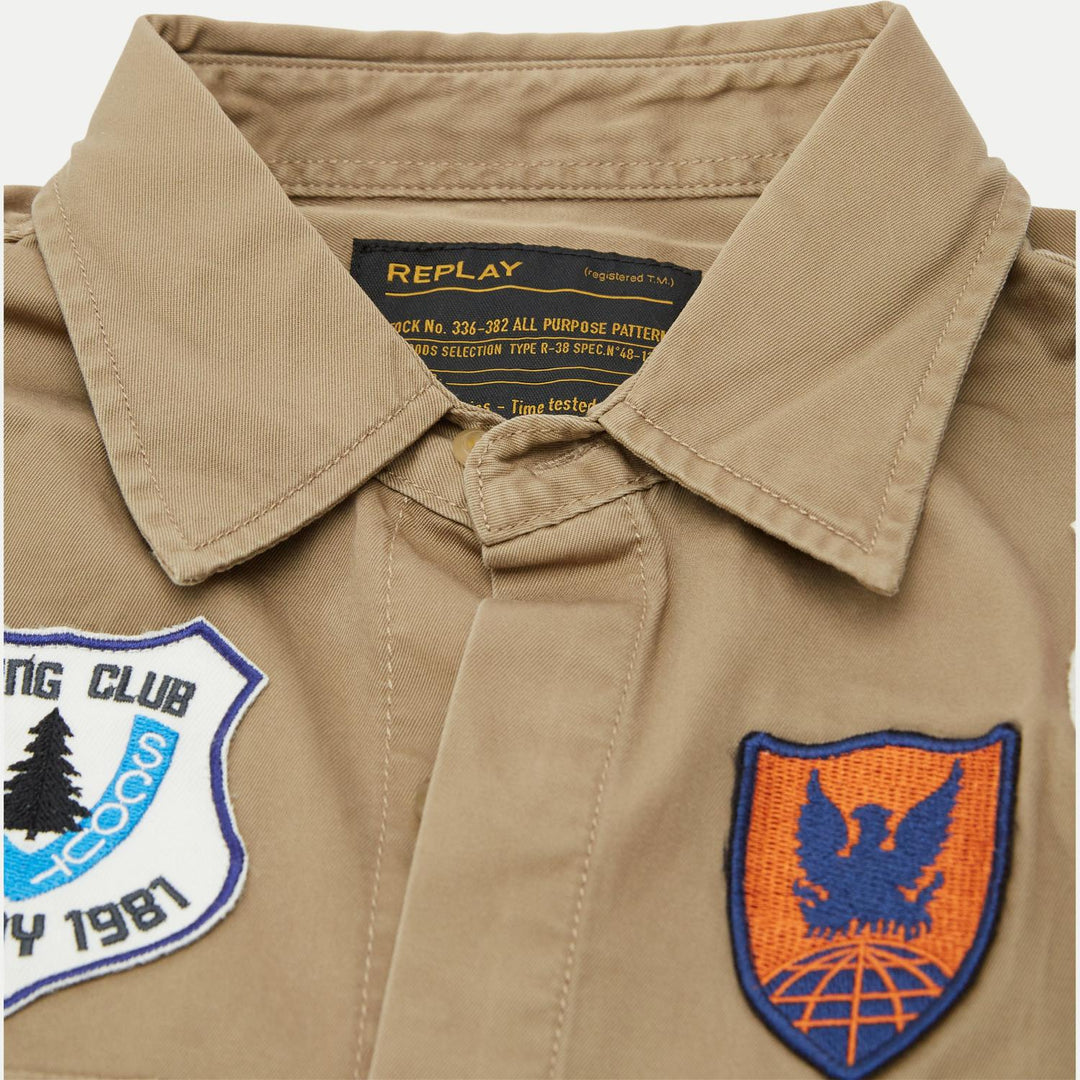 Replay casual shirt-100% katoen-HEREN SHIRTS-Bruin