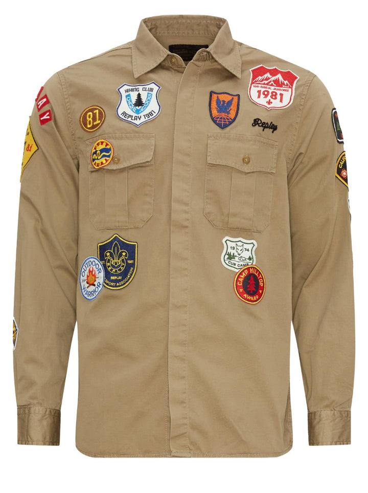 Replay casual shirt-100% katoen-HEREN SHIRTS-Bruin