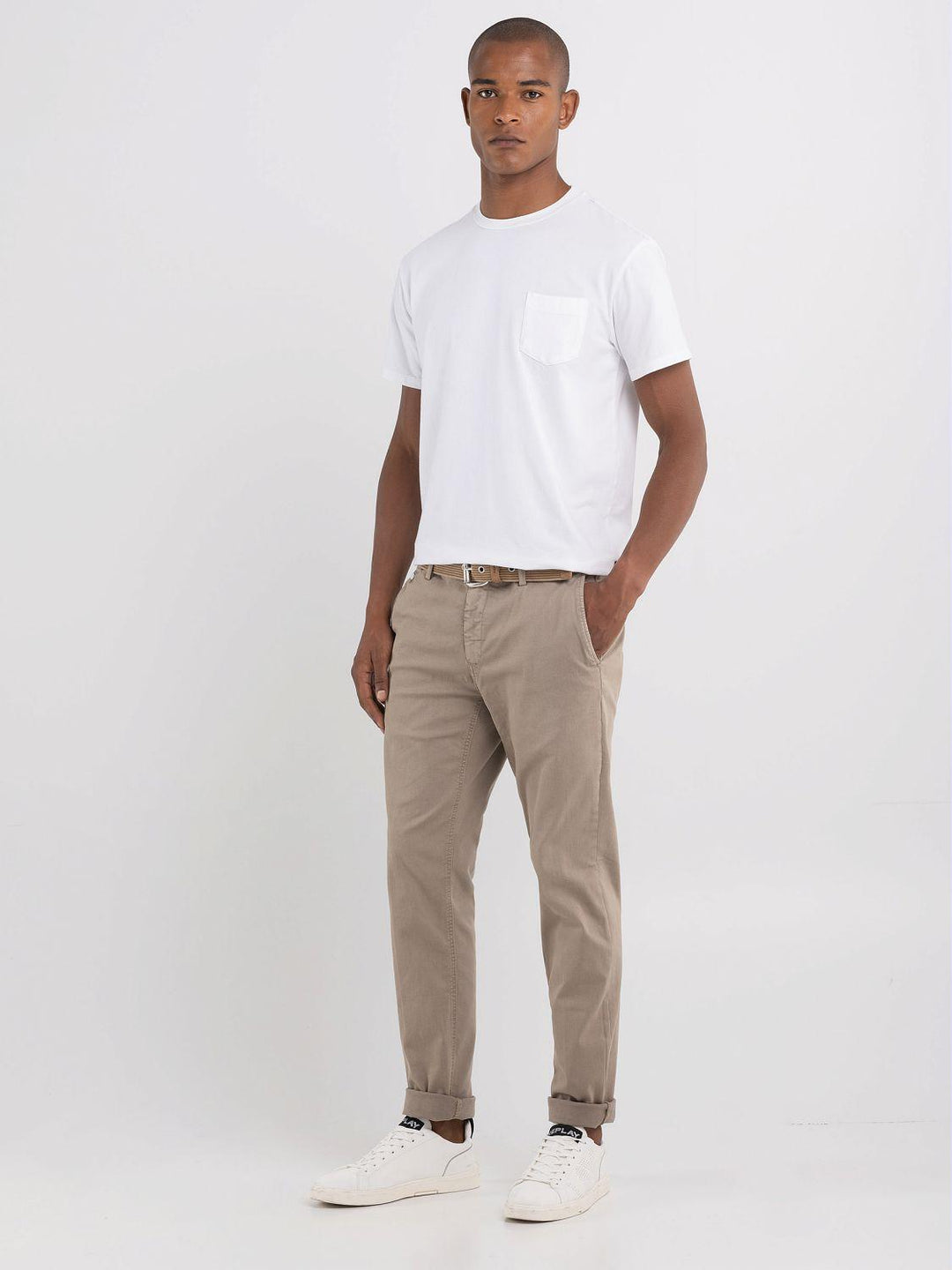 Replay chino BENNI-91% katoen, 6% elastomultiester, 3% elasthaan-HEREN BROEKEN-Beige